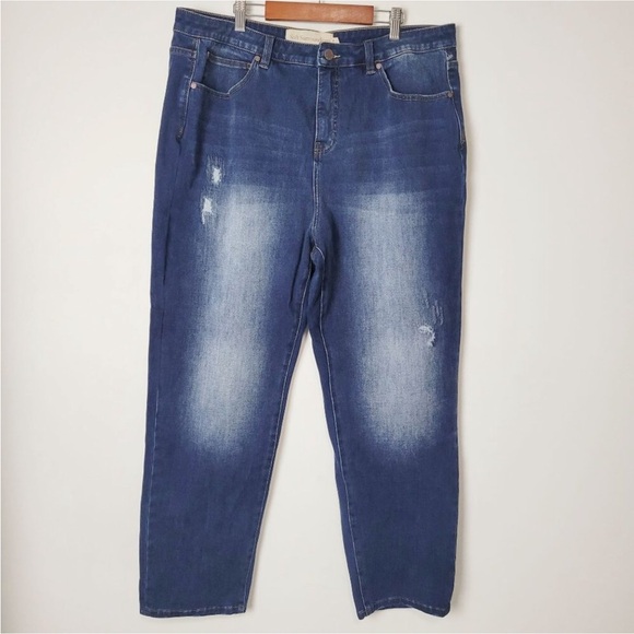 Soft Surroundings Ultimate Denim Straight Leg Jeans blue with fading Size 12 - Picture 3 of 13